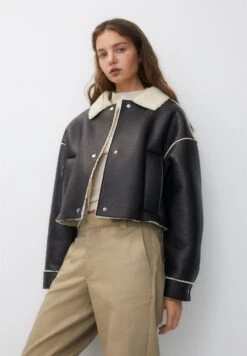 PULL & BEAR Cropped Double-FacedGiacca In SimilpelleDark Brown Donna Giacche E Blazer PUC21U0GS-O11