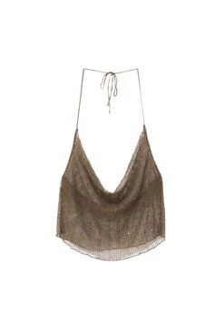 PULL & BEAR Sequinned Detail- Top - Brown -Pull & Bear 01a14cbf9c0a48fdbeb57eaa34d84549