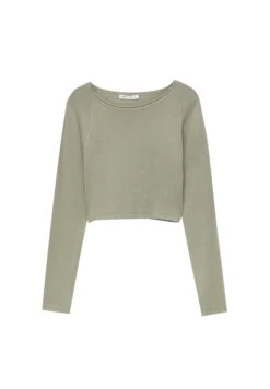 PULL & BEAR Cropped - Maglione - Khaki -Pull & Bear 03ab9adeef3447f1853c5f80691df222