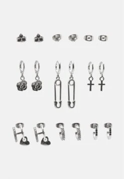PULL & BEAR 9-Pack Of CrossOrecchiniSilver Coloured Donna Gioielli PUC51L0H8-D11