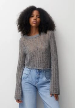 PULL & BEAR Openwork With Flared SleevesMaglioneLight Grey Donna Maglieria PUC21I0OP-C11
