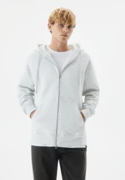 PULL & BEAR Basic Hoodie - Felpa Con Zip - Grey
