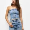 PULL & BEAR Corset - Top - Blue Denim