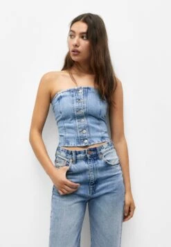 PULL & BEAR Corset - Top - Blue Denim