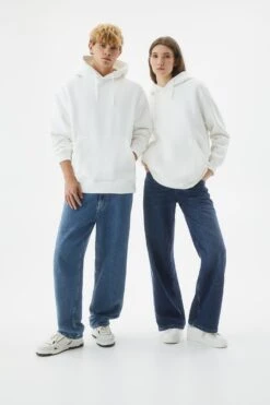 PULL & BEAR Basic ColouredFelpa Con CappuccioWhite Donna Felpe PUC21009J-A11