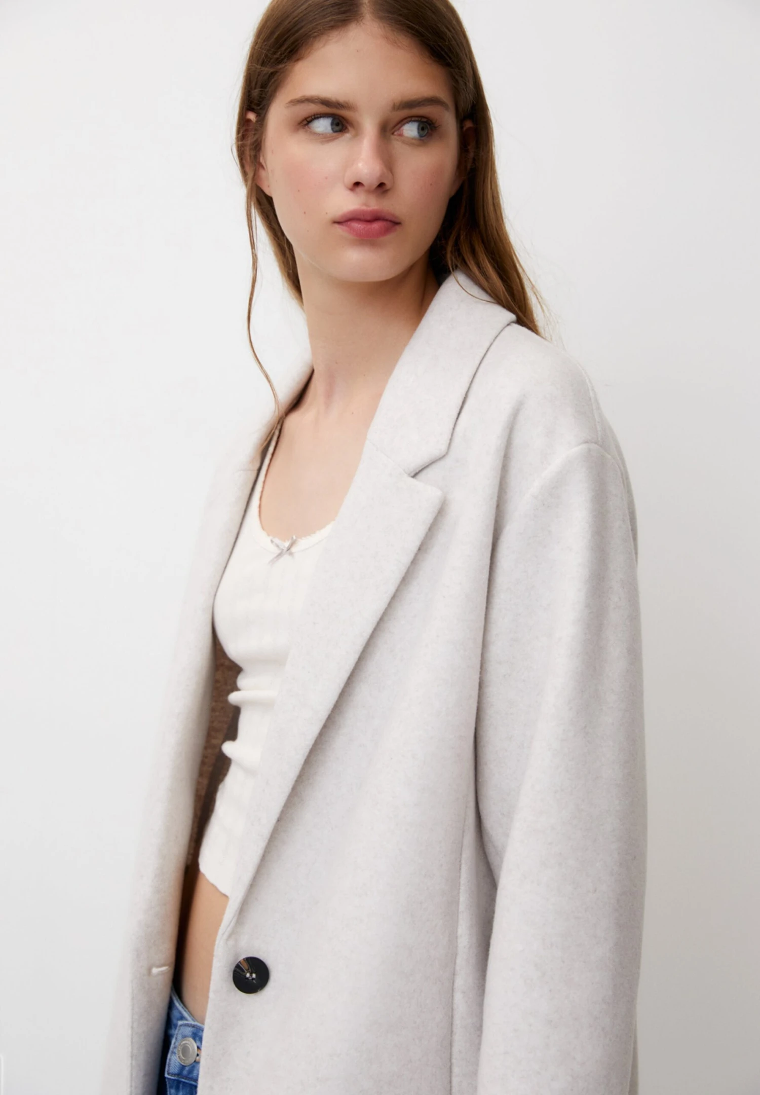 PULL & BEAR Felt Texture With ButtonCappotto CortoMottled Beige Donna Cappotti PUC21U0FC-B12 5 PULL & BEAR Felt Texture With ButtonCappotto CortoMottled Beige Donna Cappotti PUC21U0FC-B12 - immagine 3