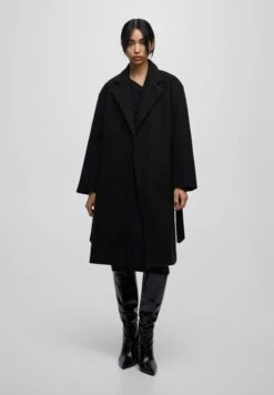 PULL & BEAR Belted Long Cappotto ClassicoMottled Black Donna Cappotti PUC21U0EC-Q11 -Pull & Bear 0e93a010485b4473901220c85a6f652f