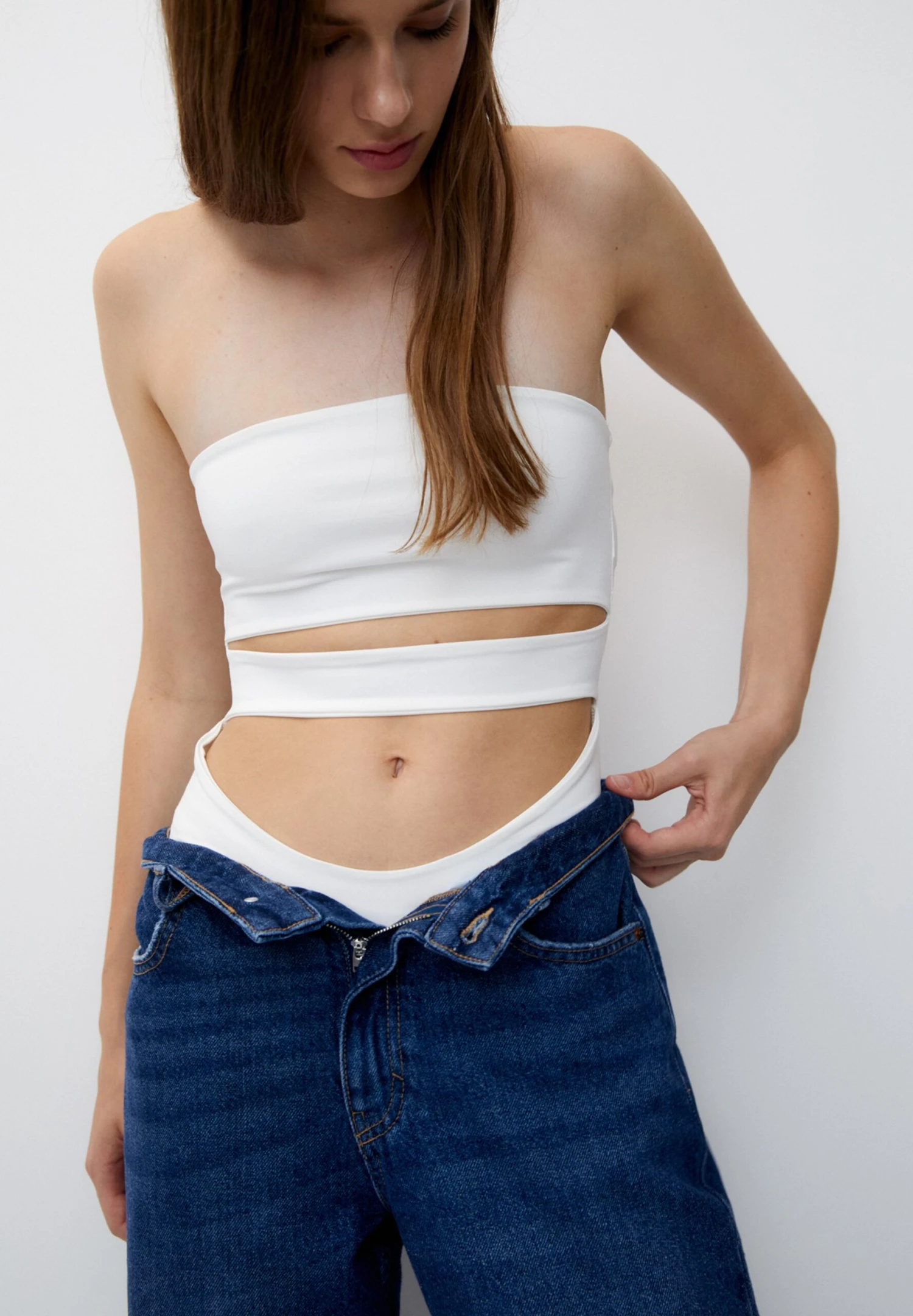 PULL & BEAR Strapless - Top - White 6 PULL & BEAR Strapless - Top - White - immagine 4