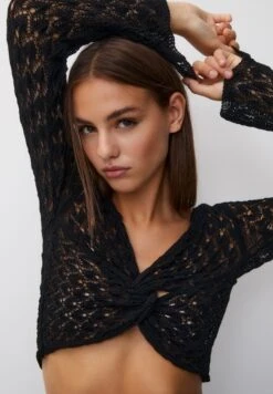 PULL & BEAR Front Knot-OpenMaglioneBlack Donna Maglieria PUC21I0OJ-Q11 -Pull & Bear 0f5e4d24ddba4f1ab542f6c7c539955d