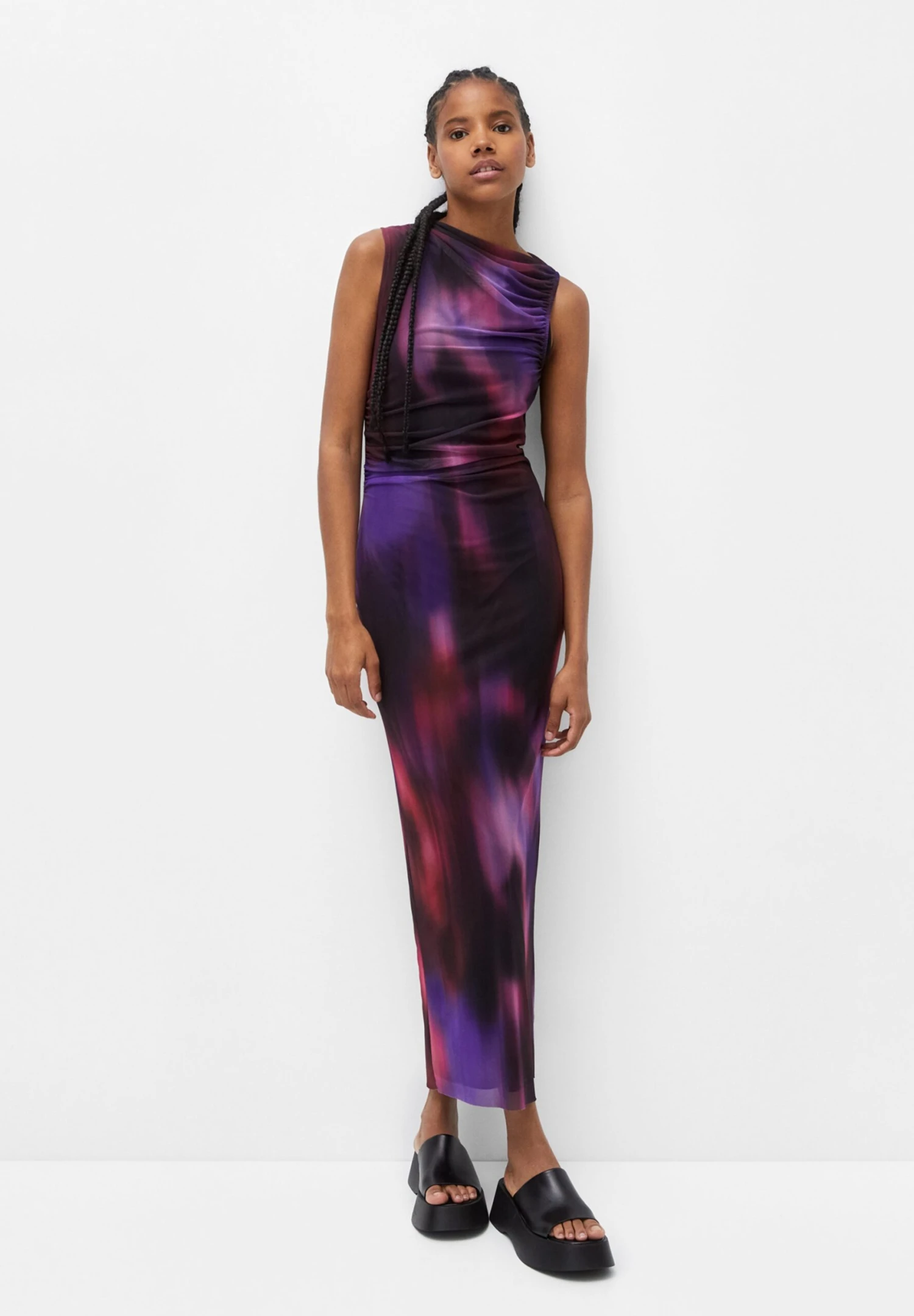PULL & BEAR Gathered Tie-Dye With Asymmetric HemVestito LungoPurple Donna Vestiti PUC21C10S-I11 4 PULL & BEAR Gathered Tie-Dye With Asymmetric HemVestito LungoPurple Donna Vestiti PUC21C10S-I11 - immagine 2