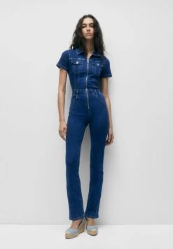 PULL & BEAR With Short SleevesTuta JumpsuitDark Blue Denim Donna Tute Jumpsuit PUC21T0A1-K11