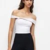 PULL & BEAR Off Shoulder Knot T-Shirt Con StampaWhite Donna T-shirt E Top PUC21D2F9-A11