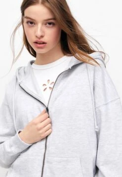 PULL & BEAR CroppedFelpa Con ZipGrey Donna Felpe PUC21J0ZU-C11 -Pull & Bear 1942b06e8ca647ef8b41ed1d0ea8d76b