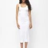 PULL & BEAR Basic Midi - Vestito Di Maglina - White