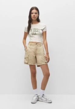 PULL & BEAR Short Sleeve CroppedT-Shirt Con StampaMottled Beige Donna T-shirt E Top PUC21D2HO-B11 -Pull & Bear 200779122d114195b0261fae97041362