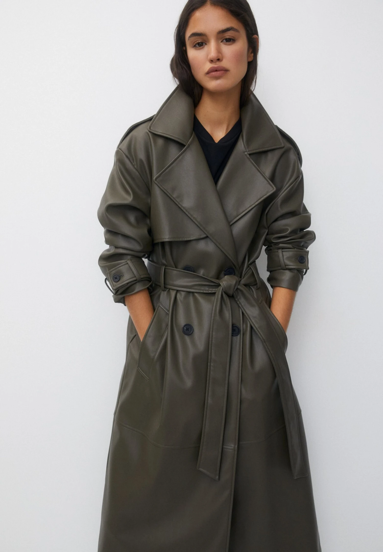 PULL & BEAR TrenchMottled Dark Green Donna Cappotti PUC21U0ED-M12 6 PULL & BEAR TrenchMottled Dark Green Donna Cappotti PUC21U0ED-M12 - immagine 4