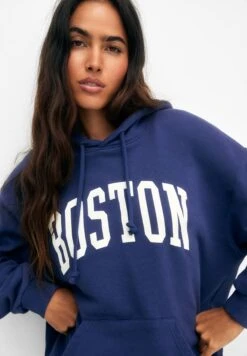 PULL & BEAR Boston University-StyleFelpa Con CappuccioDark Blue Donna Felpe PUC21J10H-K11 -Pull & Bear 209dc29de849423a9aadb32cebffc74b
