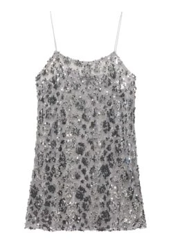 PULL & BEAR SEQUINNED STRAPPY-SHORT - Vestito Elegante - Silver-coloured -Pull & Bear 20edd48518234470a3ca86f80aa12a22