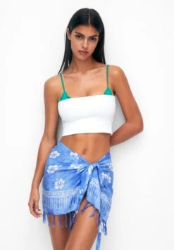 PULL & BEAR Sarong Flowers - Accessorio Da Spiaggia - Blue
