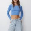 PULL & BEAR CroppedMaglioneBlue Denim Donna Maglieria PUC21I0OZ-K11