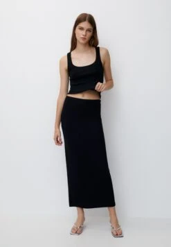 PULL & BEAR Long With Elastic Waistband - Gonna Lunga - Black -Pull & Bear 23b3ebc53f32427889cb8be34ca9bf81