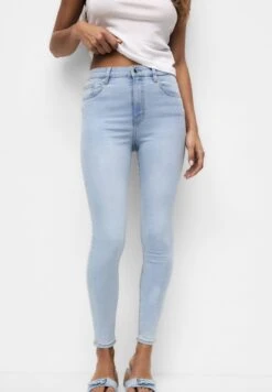 PULL & BEAR High WaistedJeans Skinny FitStone Blue Denim Donna Jeans PUC21N0KE-K13