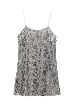 PULL & BEAR SEQUINNED STRAPPY-SHORT - Vestito Elegante - Silver-coloured -Pull & Bear 255f055297d84d1498d67d734a7b2c69