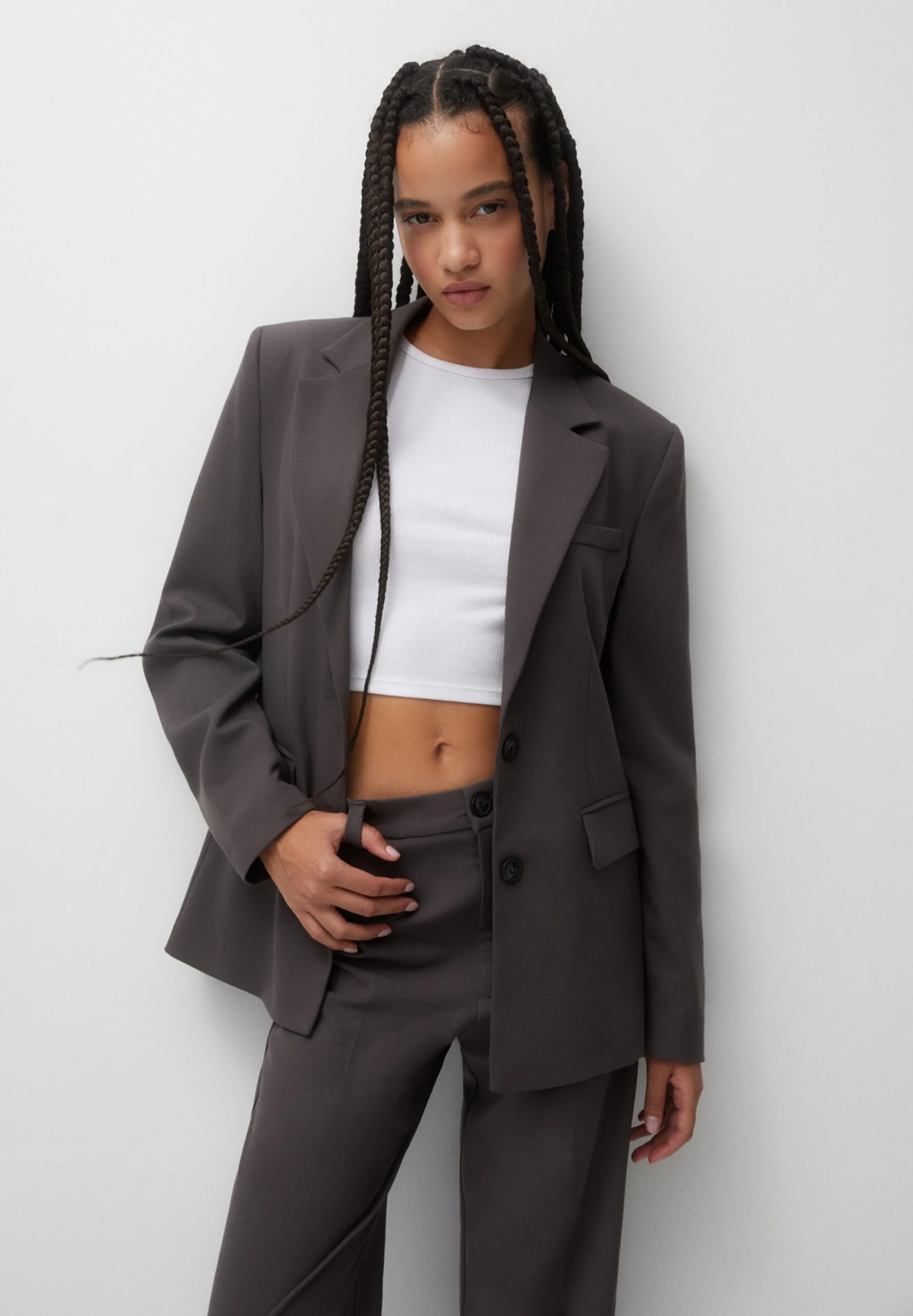 PULL & BEAR Double Breasted With Flap PocketsBlazerDark Grey Donna Giacche E Blazer PUC21G0IK-C11 3 PULL & BEAR Double Breasted With Flap PocketsBlazerDark Grey Donna Giacche E Blazer PUC21G0IK-C11