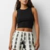 PULL & BEAR Printed Jacquard- Shorts - White -Pull & Bear 2bdab0ee25234c0f978aaf5110676446