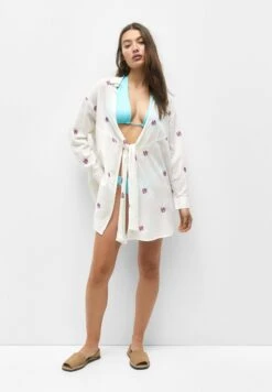 PULL & BEAR With Floral Embroidery Accessorio Da SpiaggiaWhite Donna Moda Mare PUC81H00F-A11 -Pull & Bear 3158782f2461449b8d4b200b080a08bb