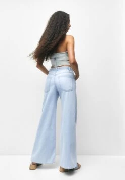 PULL & BEAR Wide-Leg With BeltJeans A ZampaBlue Denim Donna Jeans PUC21N0LD-K11 -Pull & Bear 3269f030a00c4fbfbfa11034475a61fb