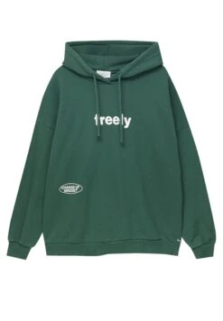 PULL & BEAR Contrast Slogan - Felpa Con Cappuccio - Dark Green -Pull & Bear 361fe55ce90344bfa113d2bf991d5ef4