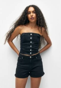 PULL & BEAR High-Waist MomShorts Di JeansBlack Donna Shorts PUC21S0D1-Q11