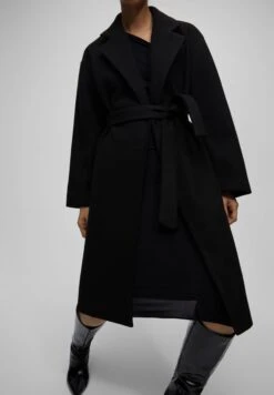 PULL & BEAR Belted Long Cappotto ClassicoMottled Black Donna Cappotti PUC21U0EC-Q11 -Pull & Bear 3aeca8d24c4f44ed8afdeafbd4df2bcd
