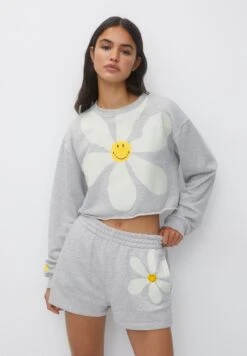 PULL & BEAR Cropped SmileyFelpaGrey Donna Felpe PUC21J10V-C11