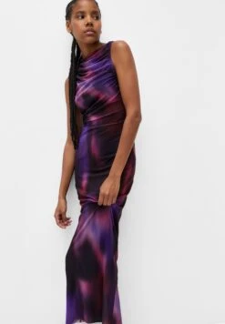 PULL & BEAR Gathered Tie-Dye With Asymmetric HemVestito LungoPurple Donna Vestiti PUC21C10S-I11