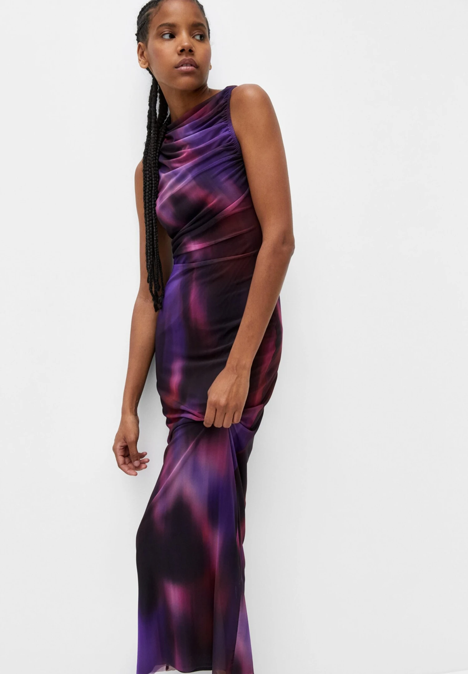 PULL & BEAR Gathered Tie-Dye With Asymmetric HemVestito LungoPurple Donna Vestiti PUC21C10S-I11 3 PULL & BEAR Gathered Tie-Dye With Asymmetric HemVestito LungoPurple Donna Vestiti PUC21C10S-I11