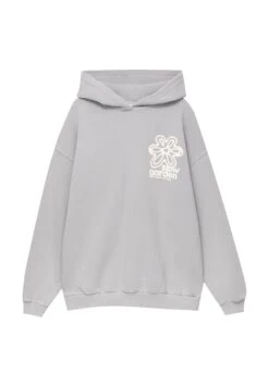 PULL & BEAR Flower- Felpa Con Cappuccio - Grey -Pull & Bear 3fea9b0210954f8f8f12b97c7fb90a9f
