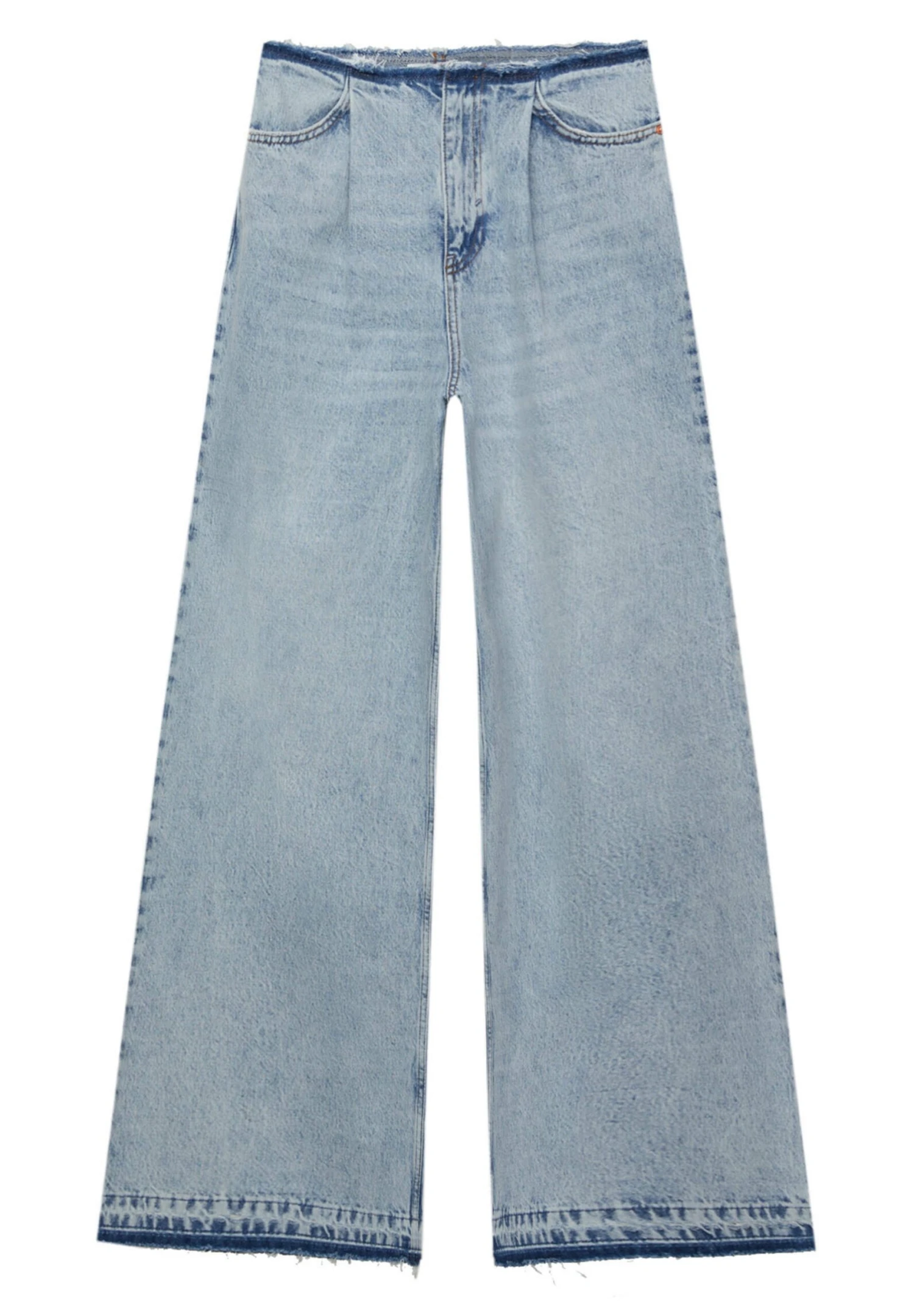 PULL & BEAR Wide Leg With Pleated Cuffs - Jeans A Zampa - Blue Denim 8 PULL & BEAR Wide Leg With Pleated Cuffs - Jeans A Zampa - Blue Denim - immagine 6