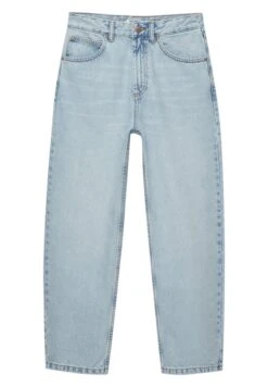PULL & BEAR Mid-Waist Barrel- Jeans A Sigaretta - Light Blue Denim -Pull & Bear 437e5a0a6a3c4a5bbe15b444a7a75107