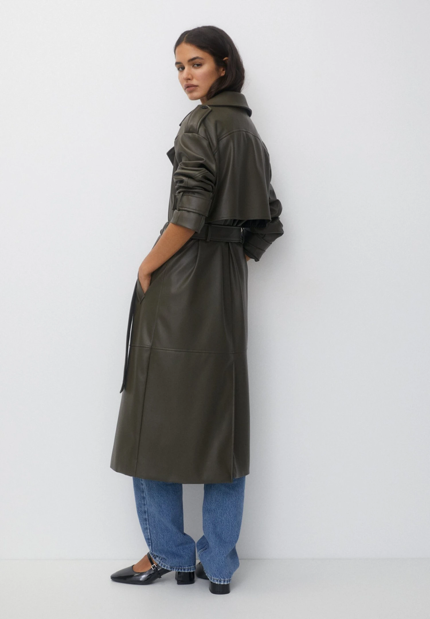 PULL & BEAR TrenchMottled Dark Green Donna Cappotti PUC21U0ED-M12 4 PULL & BEAR TrenchMottled Dark Green Donna Cappotti PUC21U0ED-M12 - immagine 2