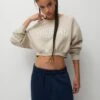 PULL & BEAR Cropped Varsity FelpaSand Donna Felpe PUC21J122-B11 -Pull & Bear 4575da7044af45b3b87519ff92757f4b