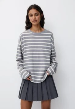 PULL & BEAR Basic StripeMaglietta A Manica LungaGrey Donna T-shirt E Top PUC21D2J6-C11