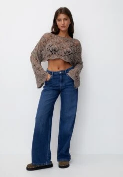 PULL & BEAR Openwork Cropped Wavy FinishMaglioneBrown Donna Maglieria PUC21I0OO-O11 -Pull & Bear 4a87d6f4294f47ce92b60dcb5efaa7a2