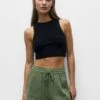 PULL & BEAR Flowing With PocketsShortsKhaki Donna Shorts PUC21S0E8-N11