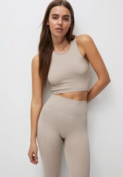 PULL & BEAR Seamless Tank SetLeggingsMottled Ochre Donna T-shirt E Top PUC21D2IW-O11
