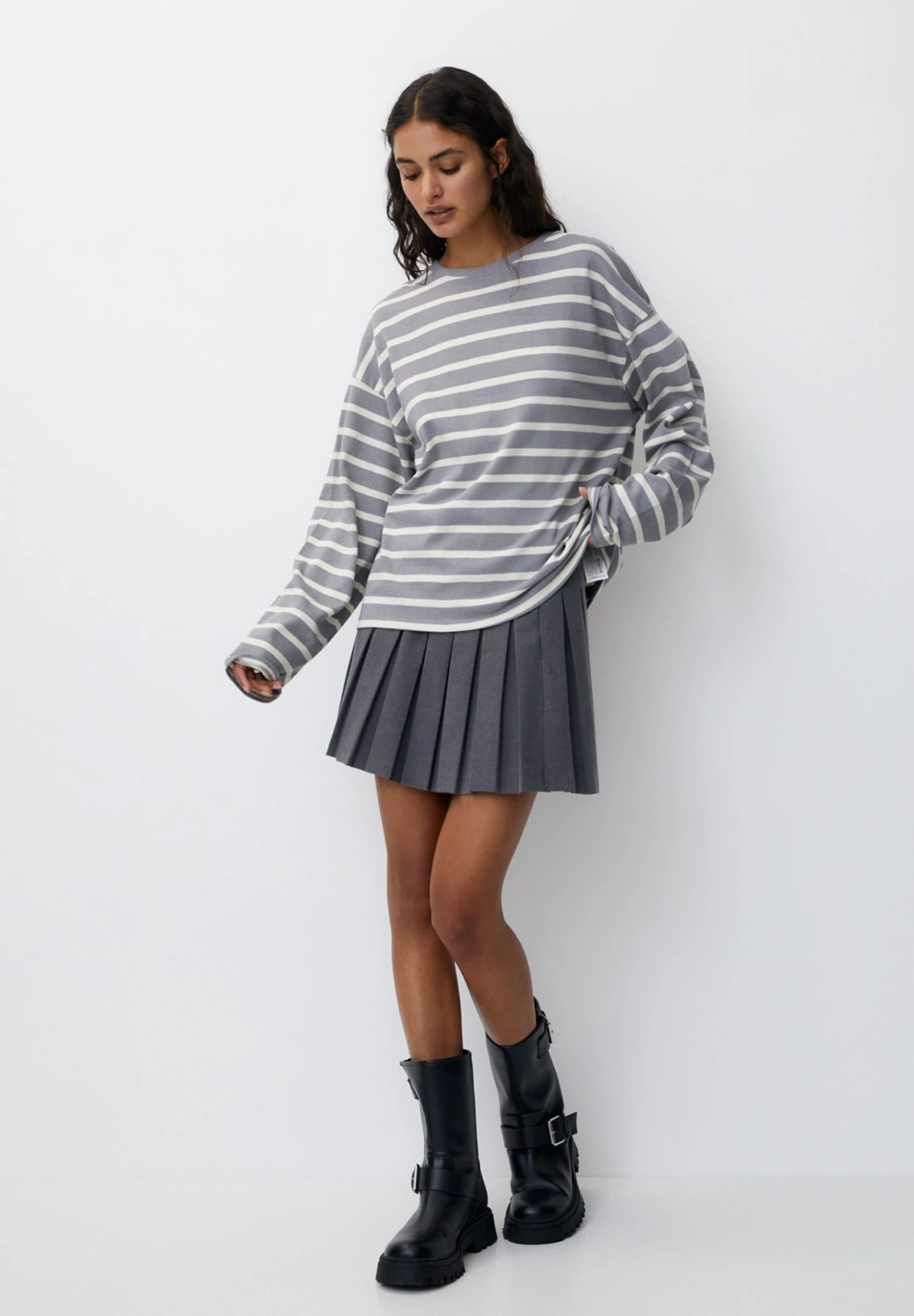 PULL & BEAR Basic StripeMaglietta A Manica LungaGrey Donna T-shirt E Top PUC21D2J6-C11 4 PULL & BEAR Basic StripeMaglietta A Manica LungaGrey Donna T-shirt E Top PUC21D2J6-C11 - immagine 2