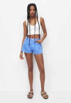 PULL & BEAR Darted- Shorts Di Jeans - Blue -Pull & Bear 4fe664ba98fc49c48a2d064159a2a3cb