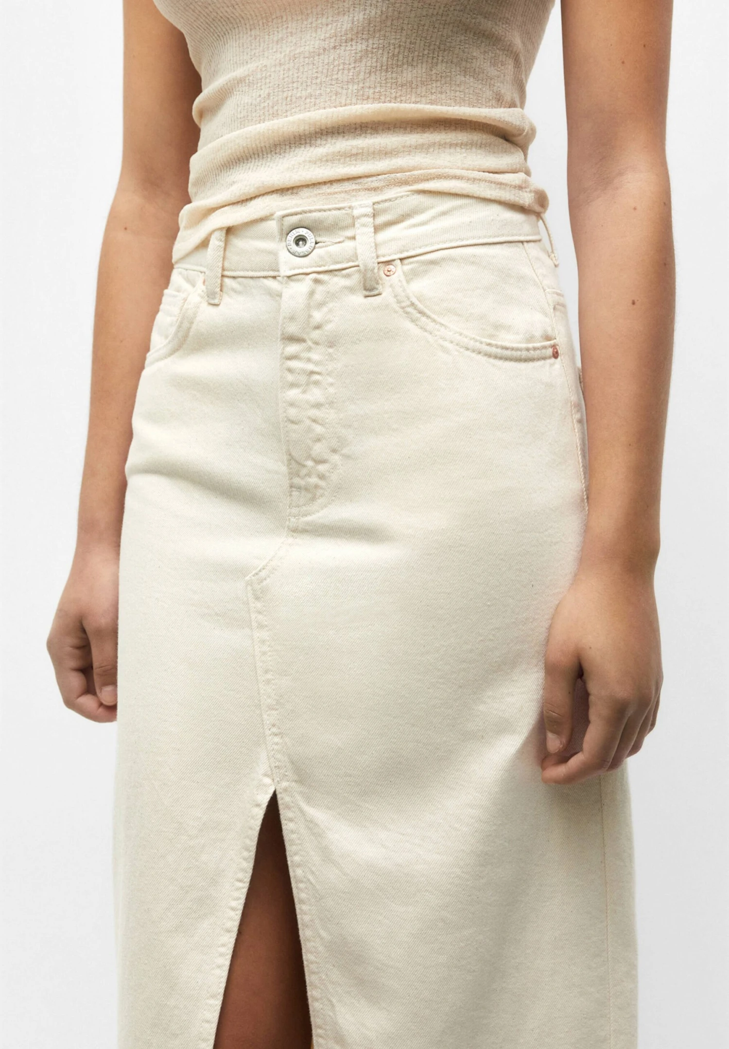 PULL & BEAR Gonna Di Jeans - Beige 6 PULL & BEAR Gonna Di Jeans - Beige - immagine 4