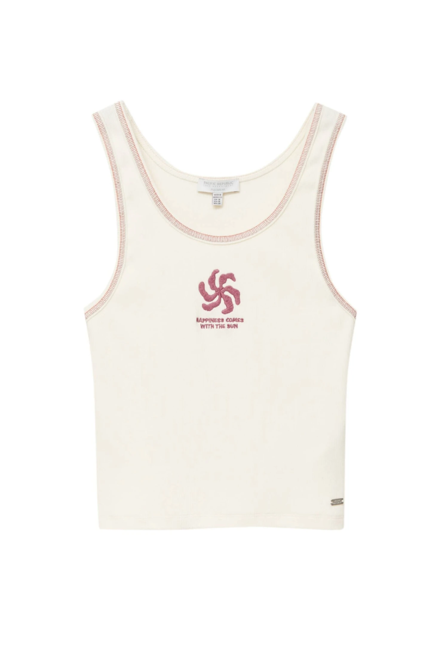 PULL & BEAR Front EmbroideryTankTopBeige Donna T-shirt E Top PUC21D2HF-B11 7 PULL & BEAR Front EmbroideryTankTopBeige Donna T-shirt E Top PUC21D2HF-B11 - immagine 5